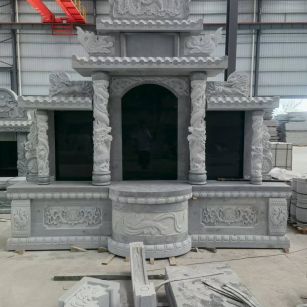 包头 芝麻灰高档墓碑，土墓，可定制