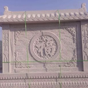 包头 芝麻白花岗岩屏风，照壁，影壁