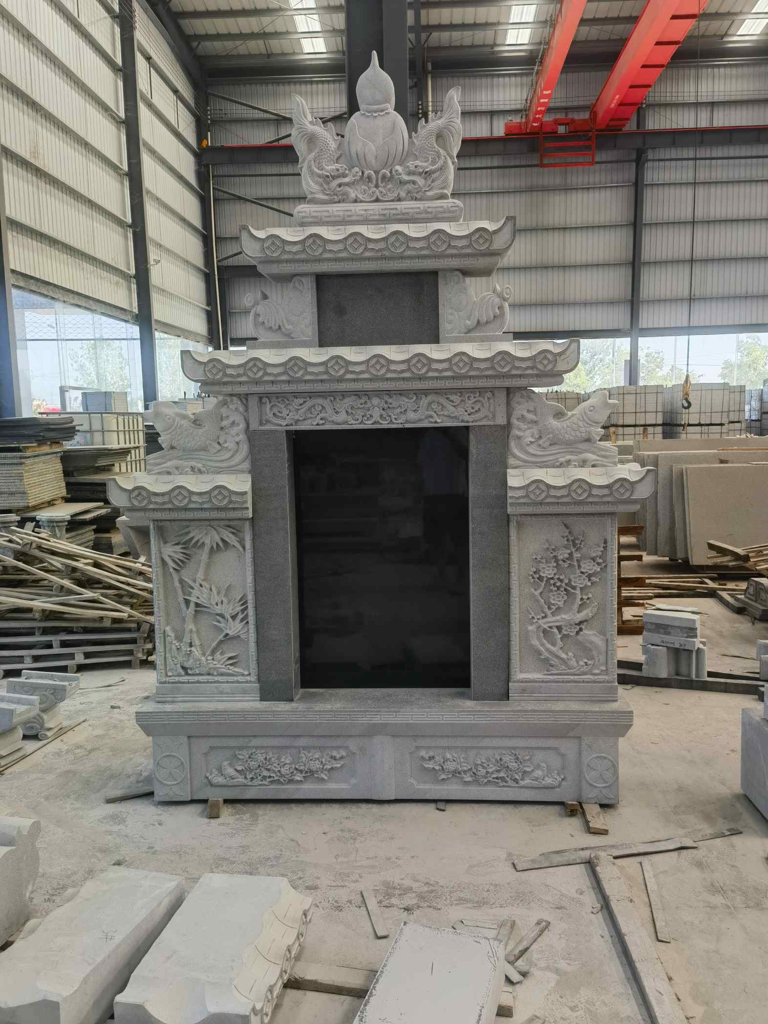 包头 芝麻灰高档墓碑、土墓，一套也支持定做