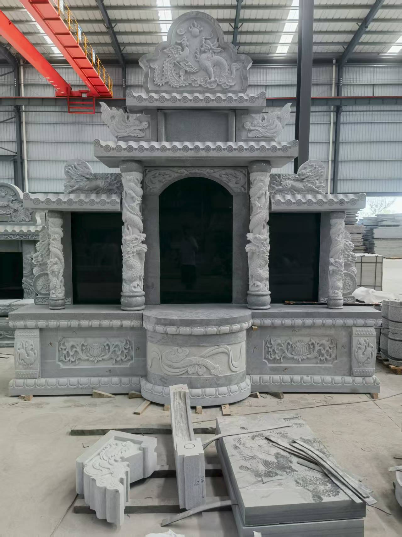 包头 芝麻灰高档墓碑，土墓，可定制