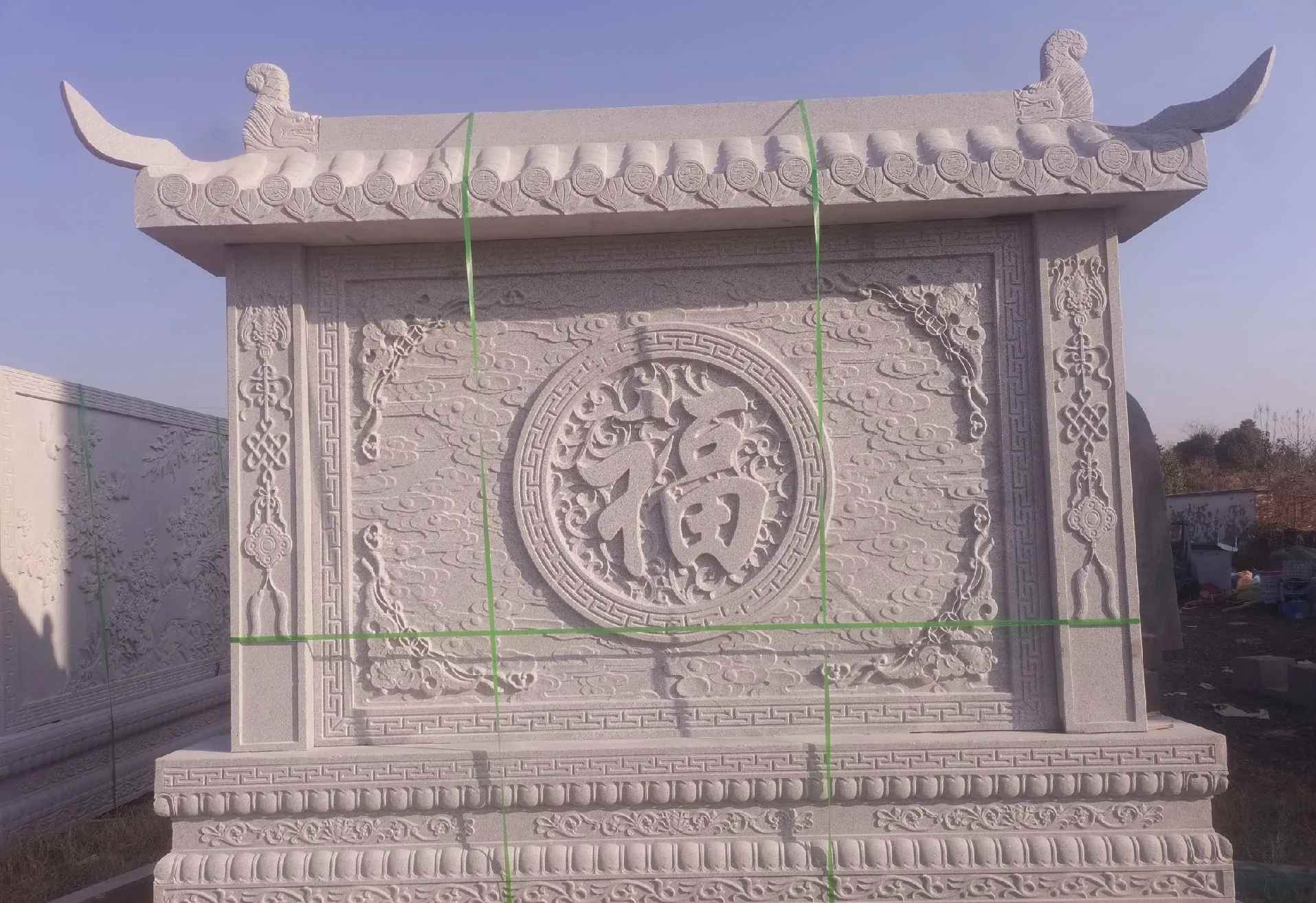 包头 芝麻白花岗岩屏风，照壁，影壁